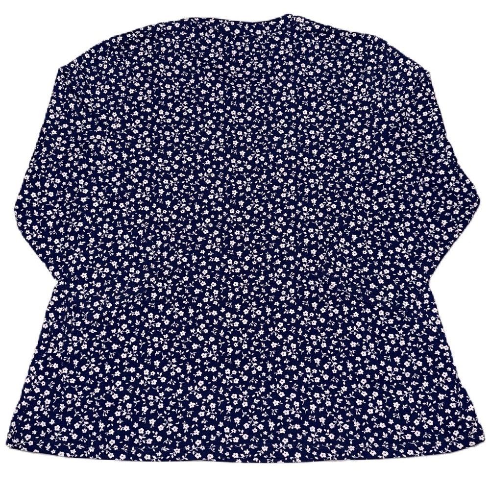 Lands’ End Navy Pintuck Accents 3/4 Sleeve Top Size M Lightweight Blouse NWT - Picture 3 of 7